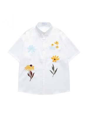 Retro Cityboy Flower Embroidery Shirts