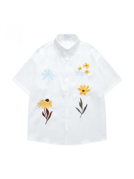 Retro Cityboy Flower Embroidery Shirts