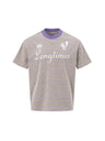 Distressed Letter Printed Color-blocked Stripes T-shirts