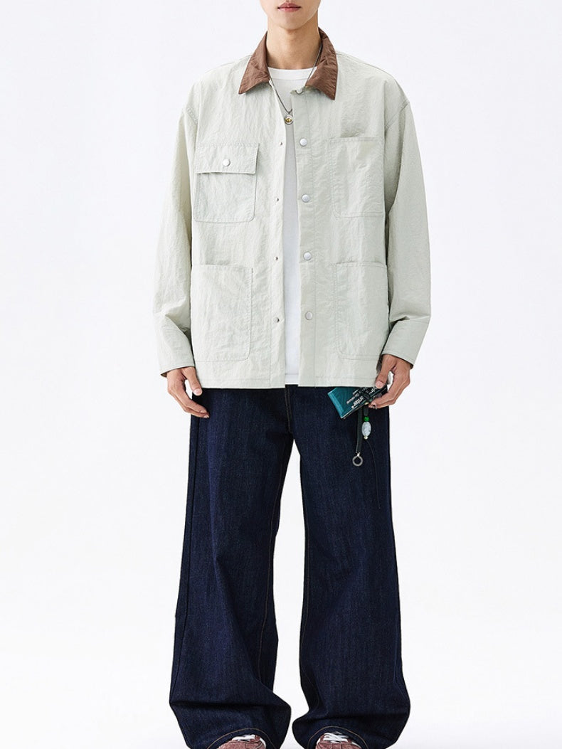 Multiple Pockets Loose-fit Shirts