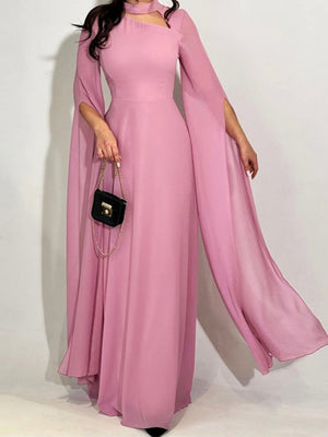 Flying Sleeves Hollow Out Back Strap Maxi Dresses