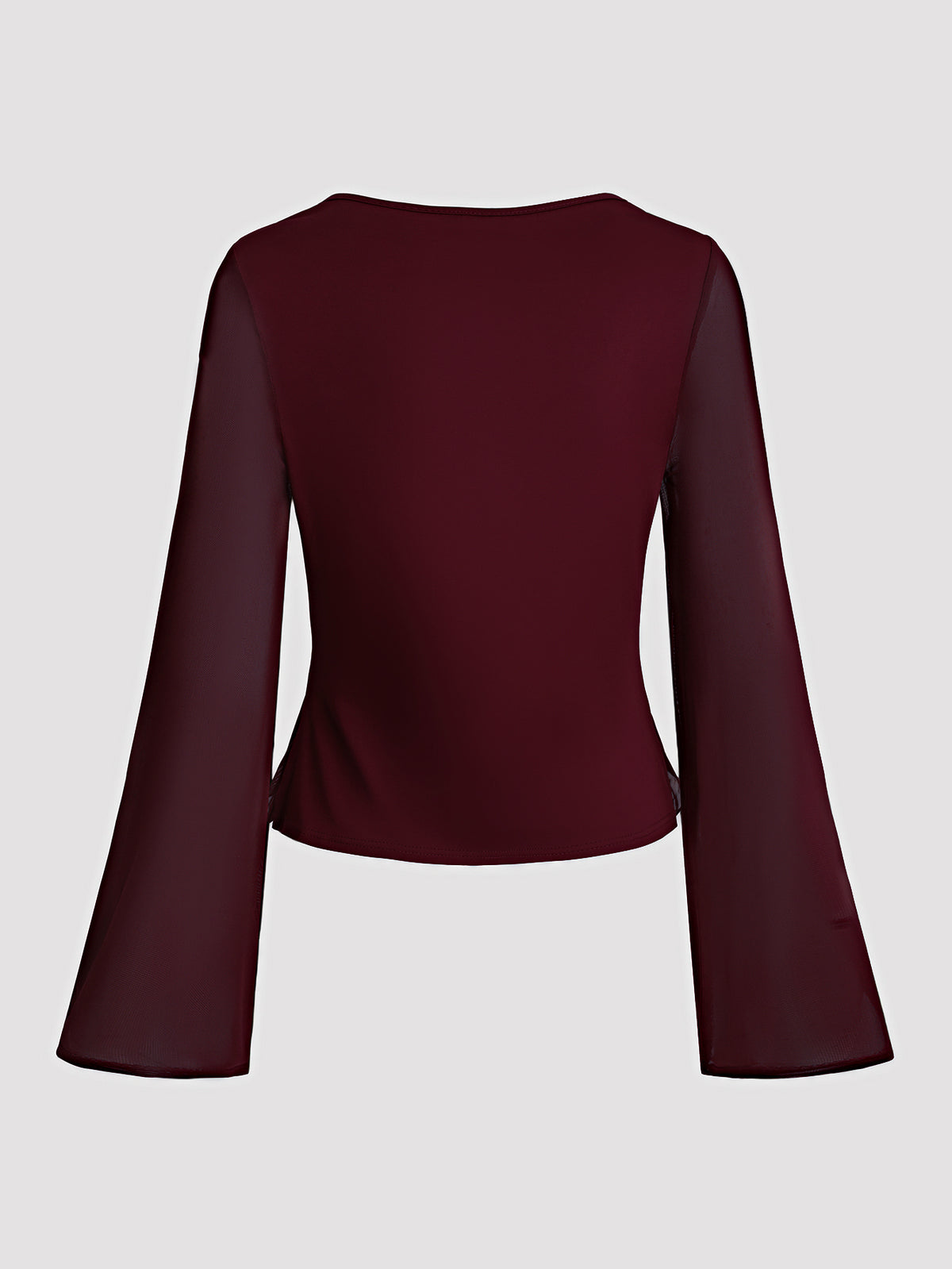 Lace-trimmed Bow-tie Bell-sleeve T-shirt