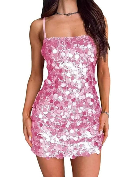 Sequins Camisoles Parties Cocktail Party Hip-hugging Mini&Short Dresses