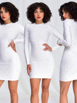 Perlenbesetzte, figurbetonte Mini- und kurze Kleider für Partys