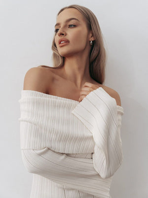 Off-the-shoulder Long-sleeved Sexy Bodycon Short Dress