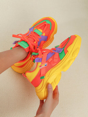 Color-blocked Platform Women's Casual Sneakers