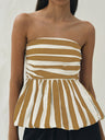Stripes Color Matching Flower Bud Strapless Vest
