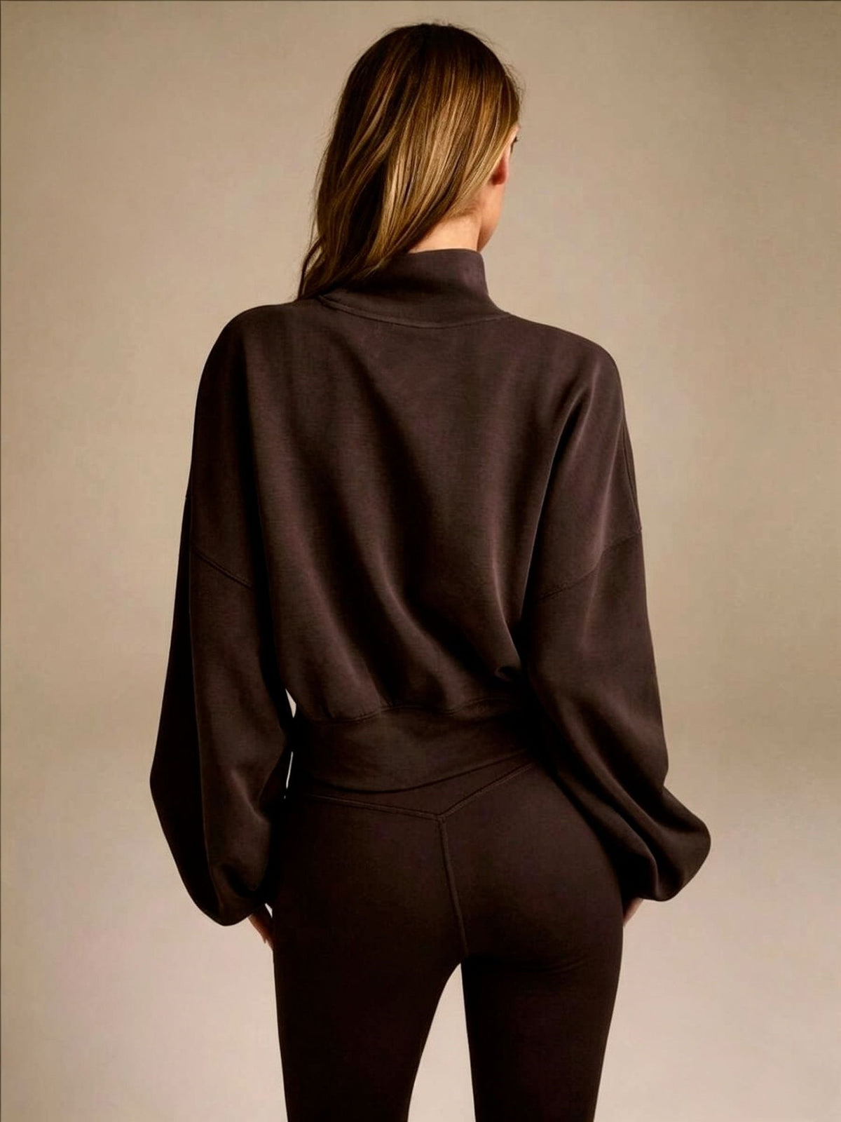 Women's Autumn/Winter Solid Color High Neck Loose Long Sleeve Sweatshirt