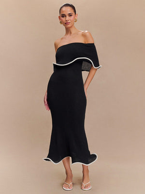 One-shoulder Splicing Hip-hugging Elegant Long Dress