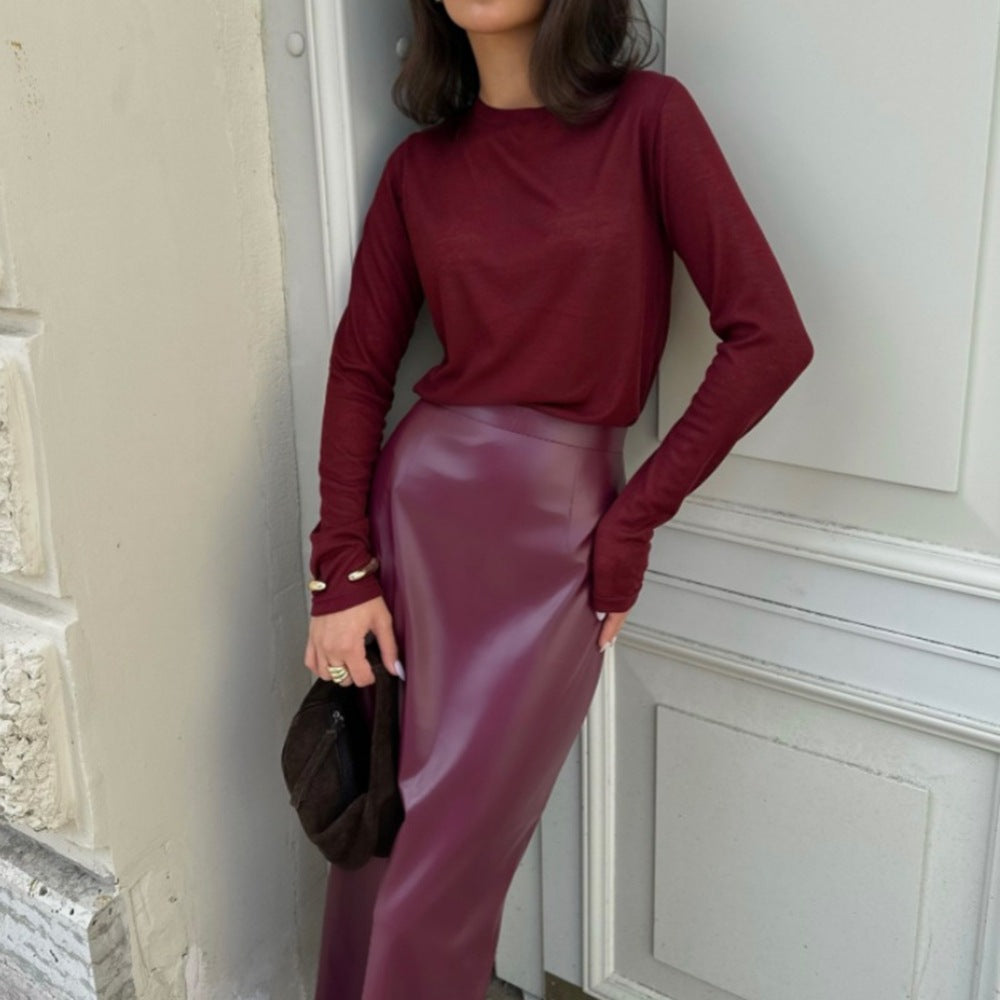 Stylish And Sexy High-waisted Slim-fitting Slit Bodycon Skirt