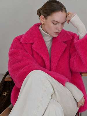 Loose-fitting Faux Fur Cardigan Short Jacket Fleece Coat