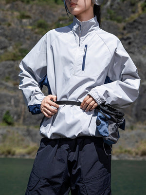 Outdoor Half Zipper Stand Collar Splicing Contrasting Colors Sports Water-repellent Jackets