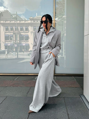Shoulder Pad Sweatshirts&Hoodies Wide-leg pants 2-piece Sets