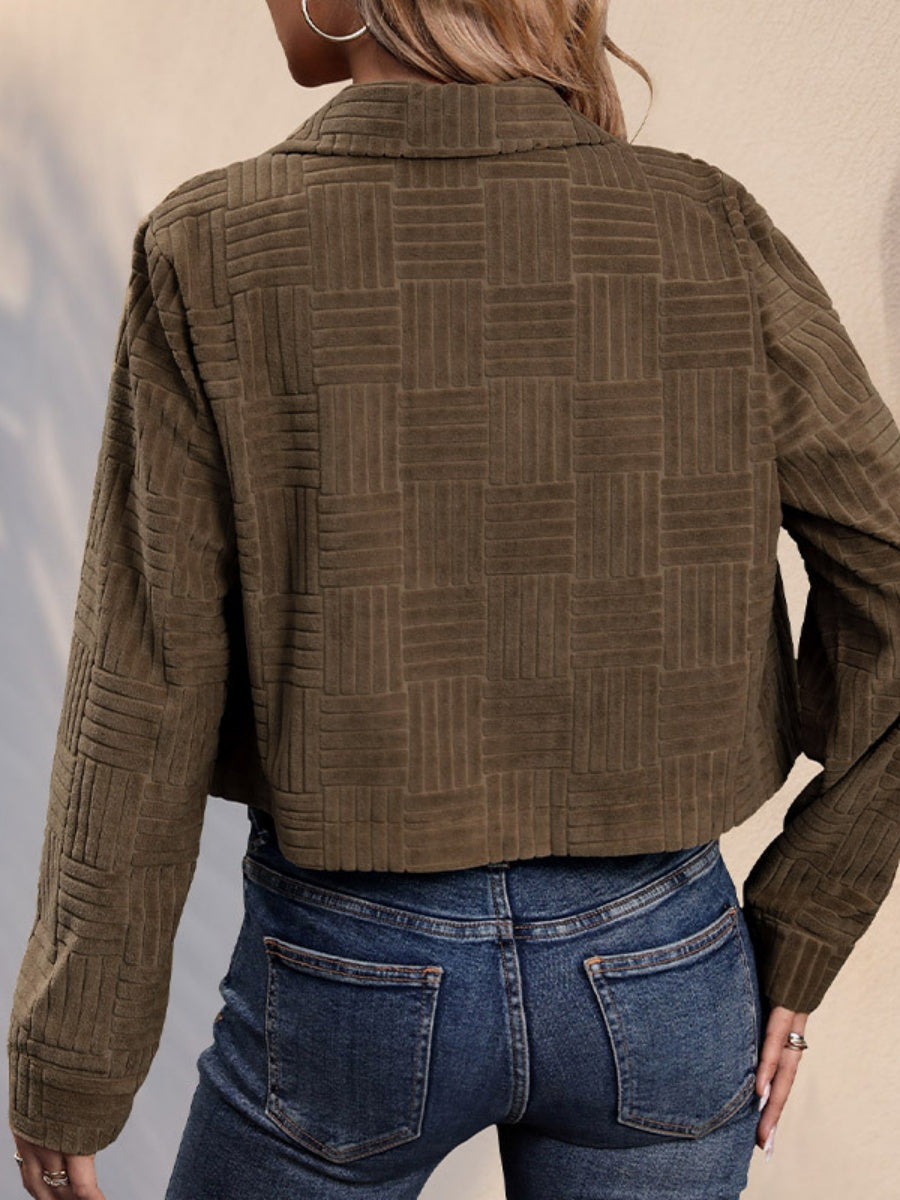 Women's Cropped Khaki Textured Jacket