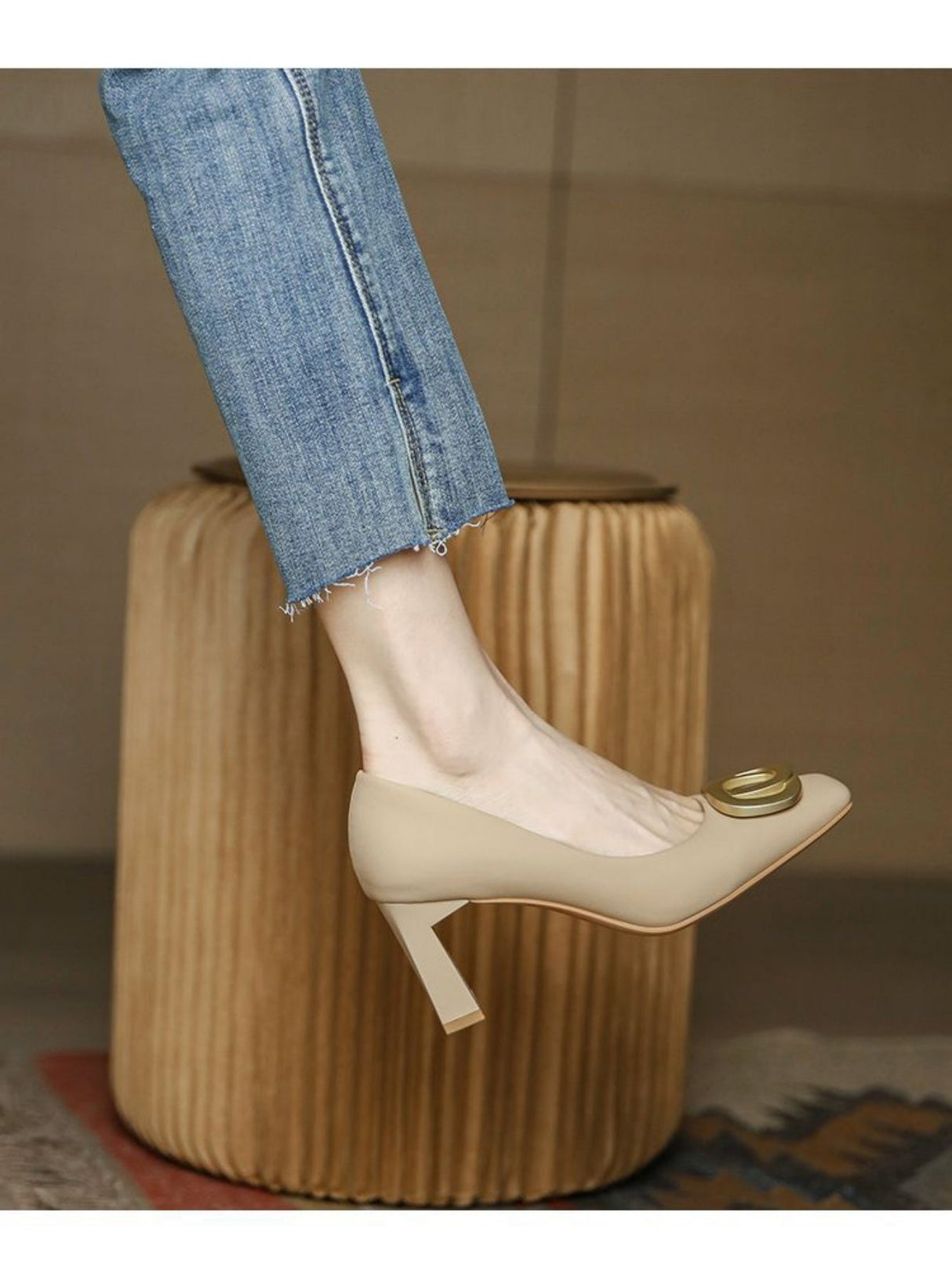 Liber Spring and Autumn Metal Buckle Women's High Heels