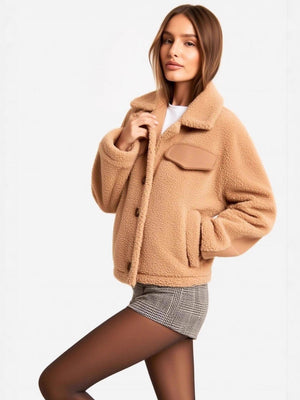 Polar Fleece Cropped Button Jacket