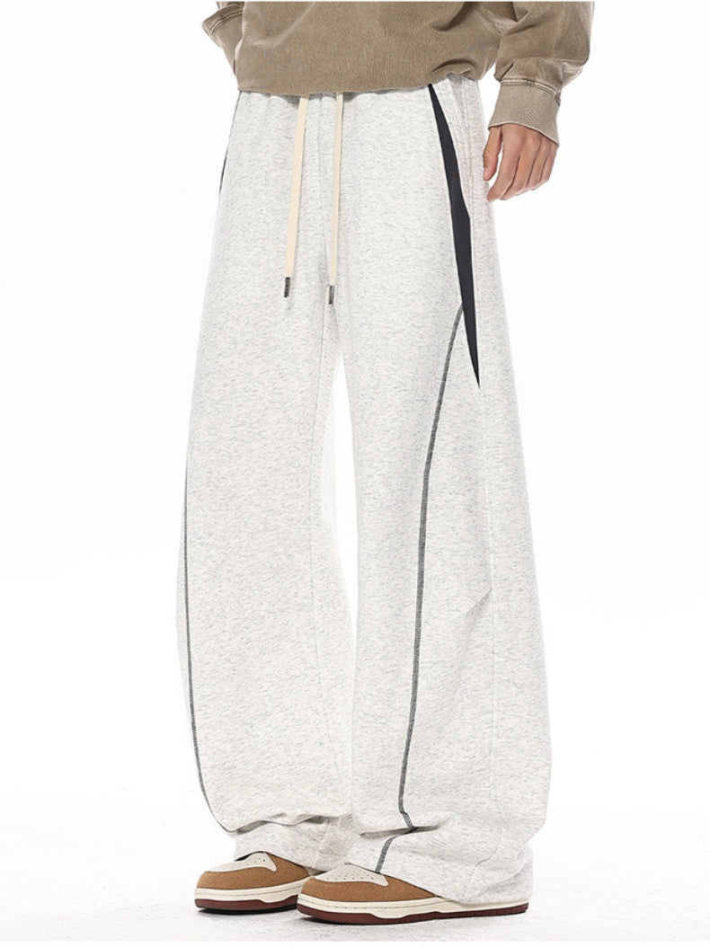 Color-blocked Geometry Scimitar Wide-leg Sweatpants