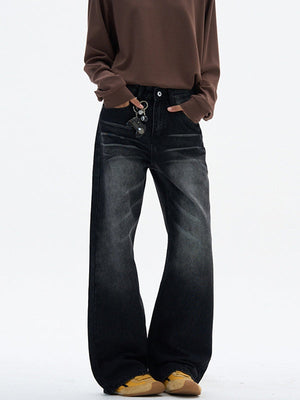 Cleanfit Washing Stereo Cat Whiskers Loose Straight Jeans