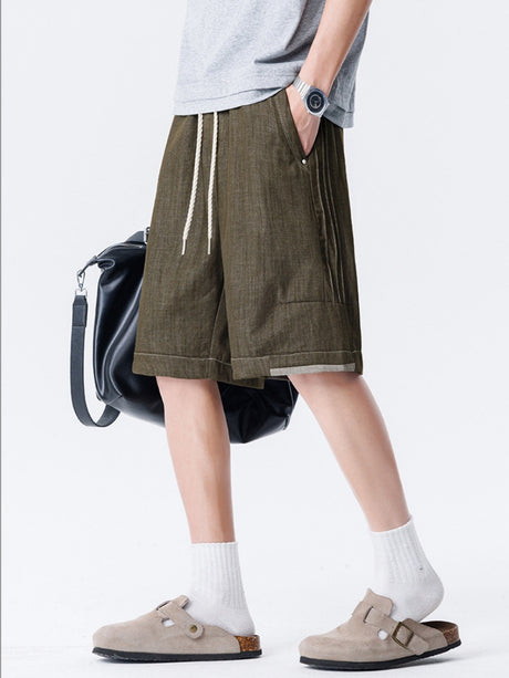 Retro Patchwork Color-blocked Tooling Five Points Shorts