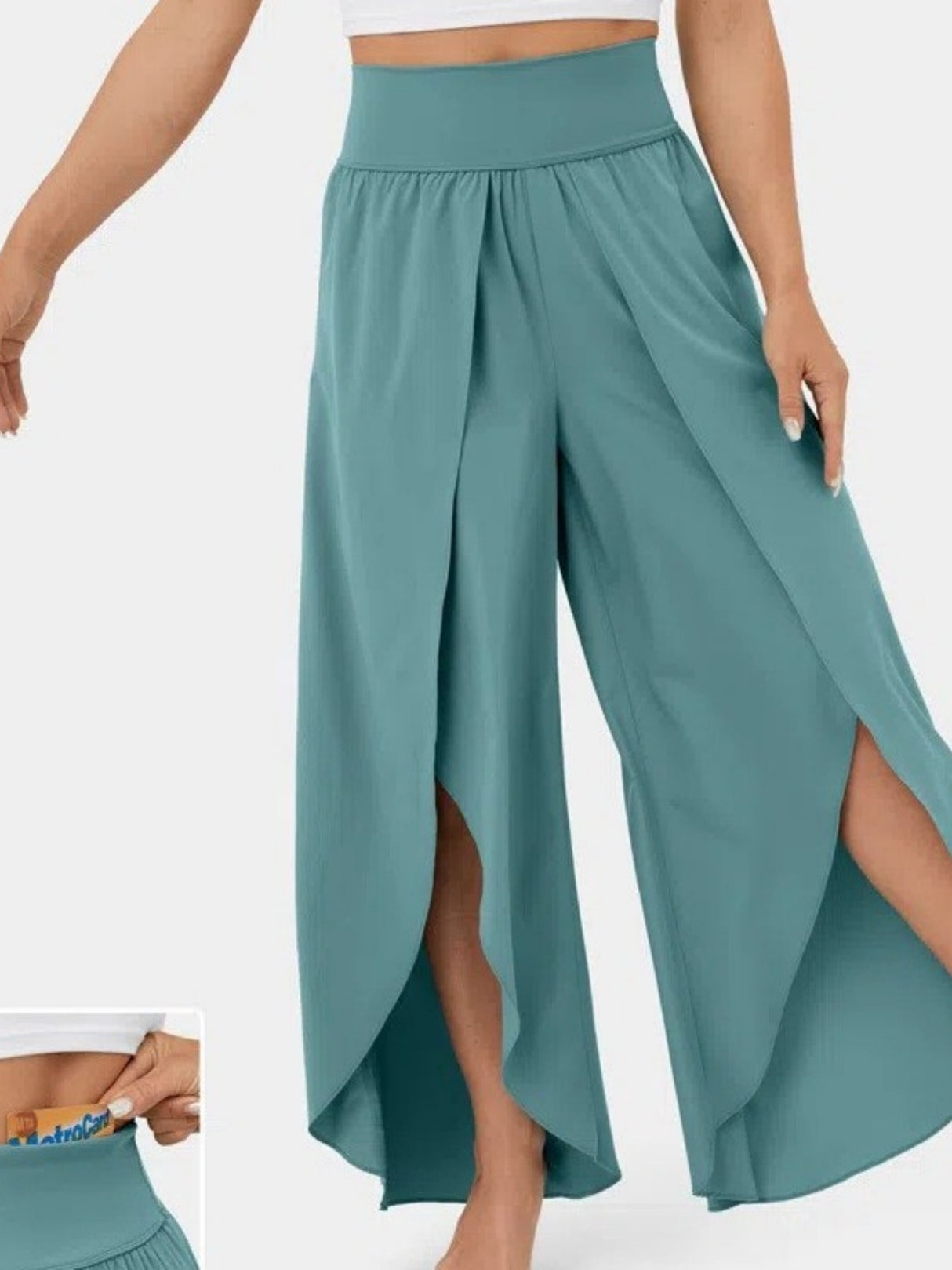 Chiffon Pleated High-waisted High Fork Yoga Pants