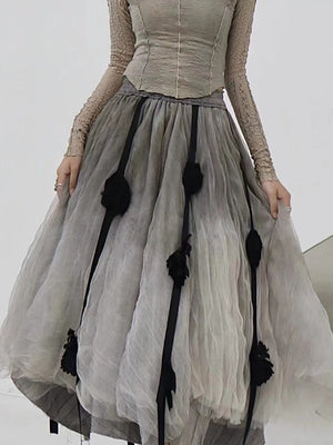 Floral Language Gauze Skirt