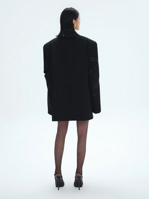 Metal-deconstructed, Stitched, Padded-shoulder, Oversized Suit Jacket