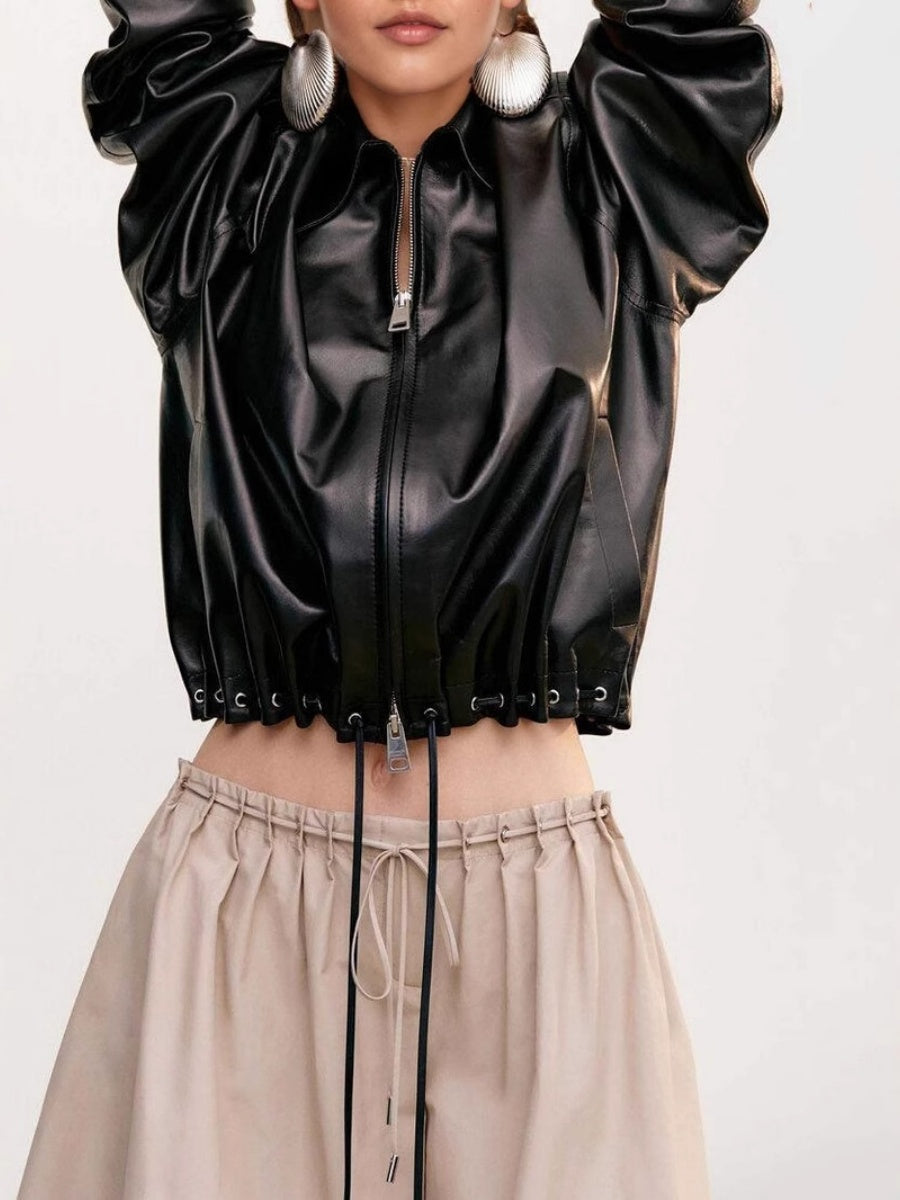 Liber Summer Women's Drawstring Solid Color Jackets