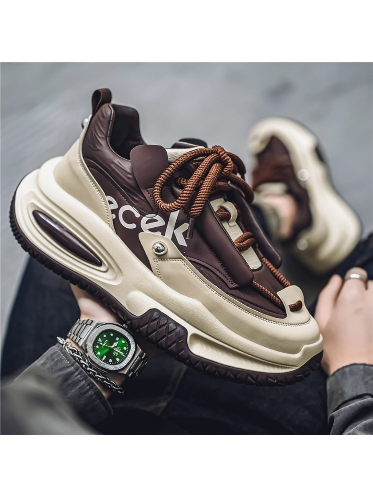 Liber Four Seasons Thick-soled Colorblock Men's Casual Sports Shoes