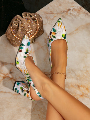 Printed Open-back High Heels