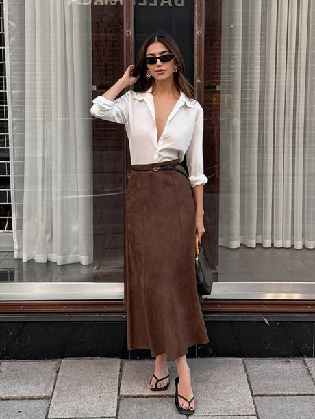 Straight zipper maxi skirt