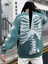 Lazy Style Jacquard Skeleton Knitwear Street Loose Crew Neck Sweaters