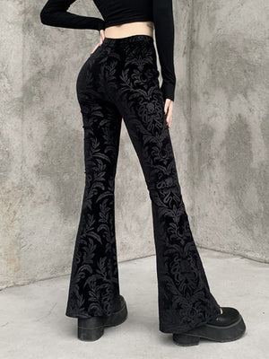 Y2K Embossed Velvet High-waisted Flared Pants Slimming Pants