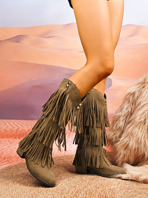 Retro High-top Tassel Women's Boots