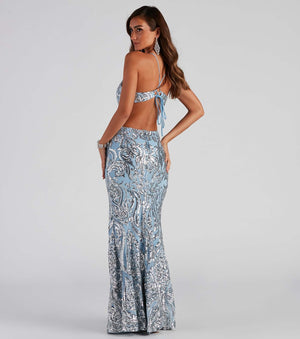 Liber Autumn women's sequins Backless Long suspender dress
