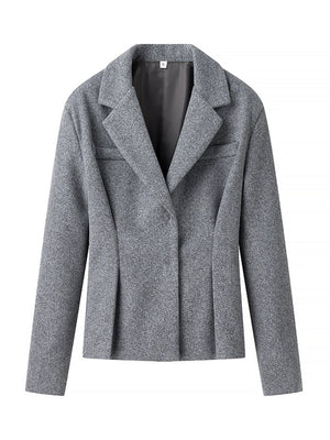 Blazer ajusté à revers et manches longues, jupe assortie, ensemble deux pièces en laine