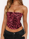 Leopard Print Sequins Stretch Strapless Vest