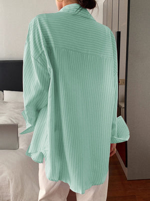 Stripes Buttons Long Sleeves Shirts
