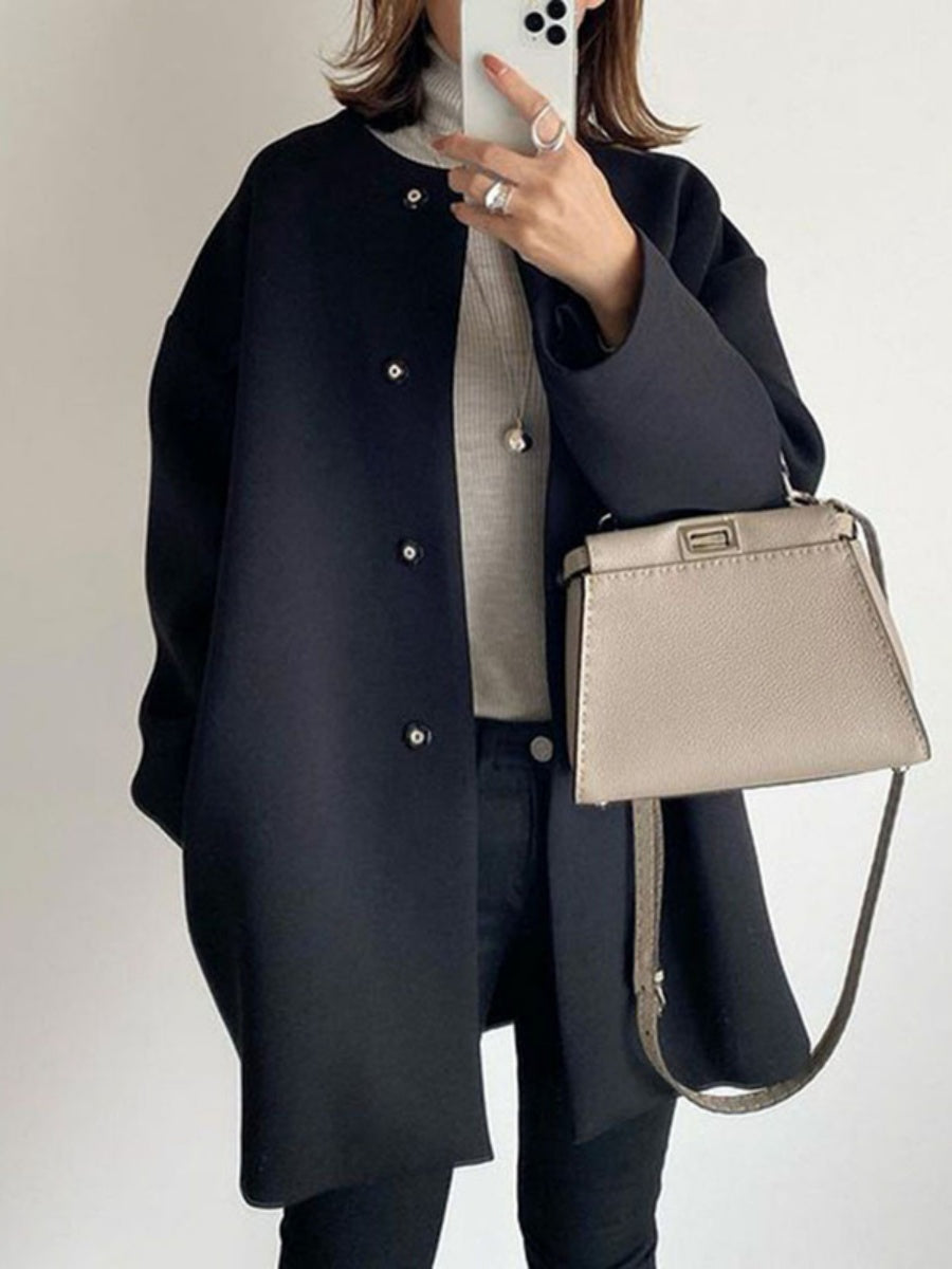 Straight Simplicity Woolen Cloth Coat Coats