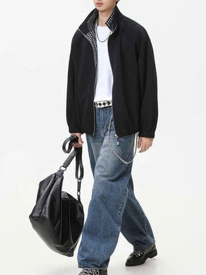 Layered-look Double Collar Color-blocked Jackets