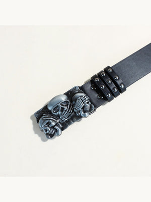 Skull Punk Snap Fasteners Belts