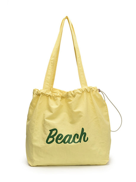 Letter Print Large Capacity Lightweight Drawstring Shoulder Bag