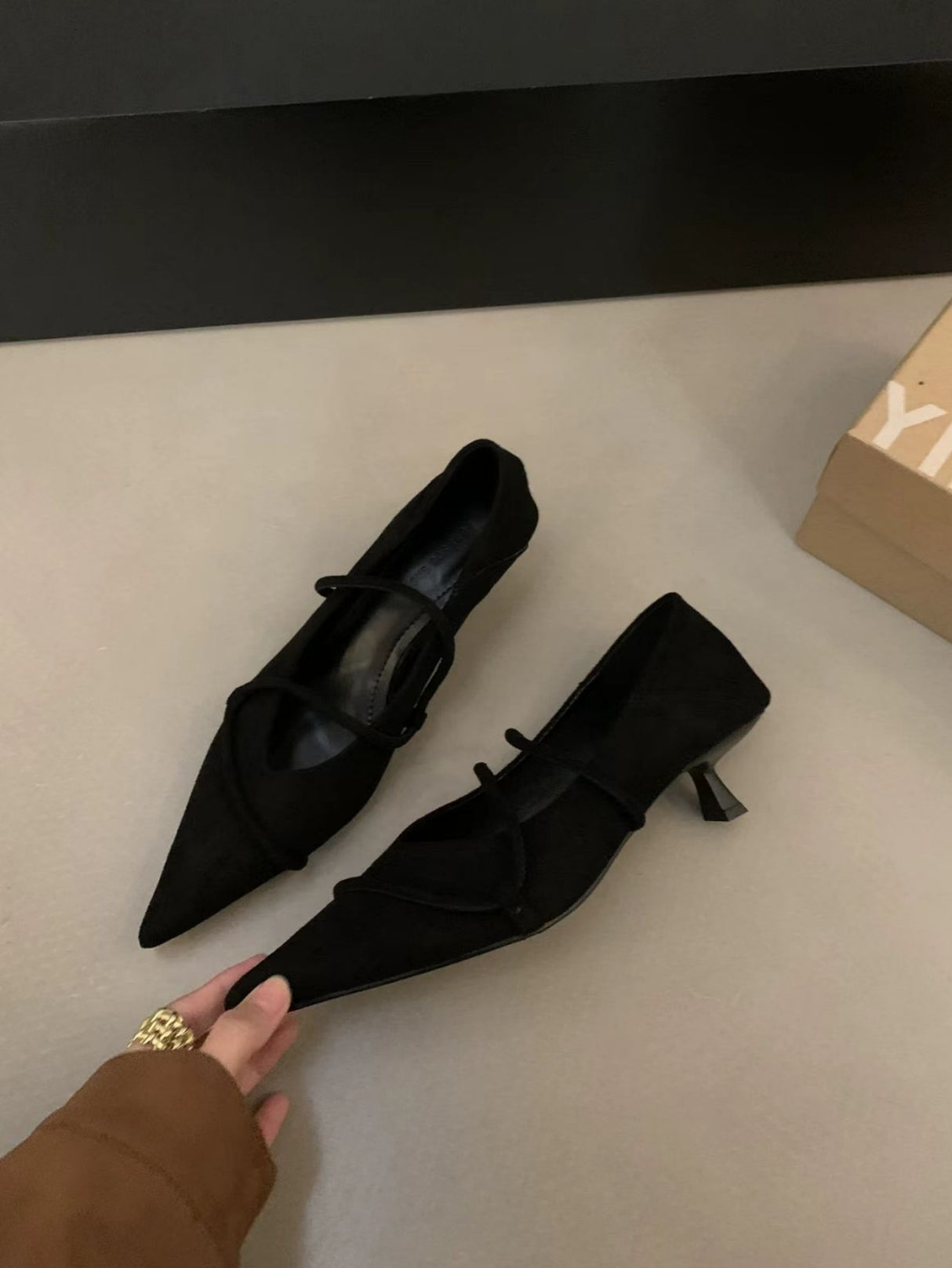 Suede Crisscross Strap Pointed Toe Stiletto Heels