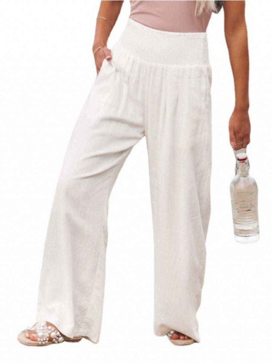 Cotton Blend Wide Leg Pocket Hit Pants