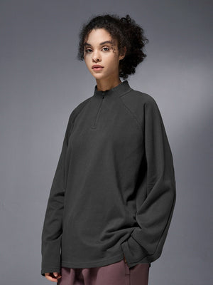 Liber Autumn Neutral wear Zipper decoration Solid Color T-shirts