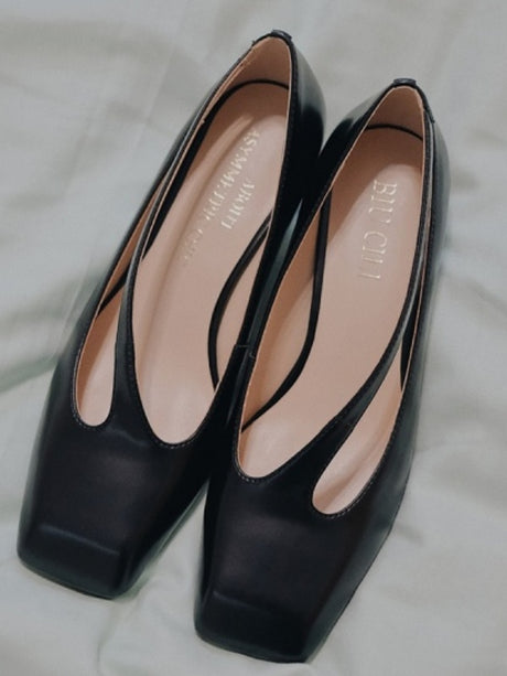 BIUCILI | Leading Lady Designer Women's Shoes, French Square Toe, Hollow Design, Elegant High Heels.
