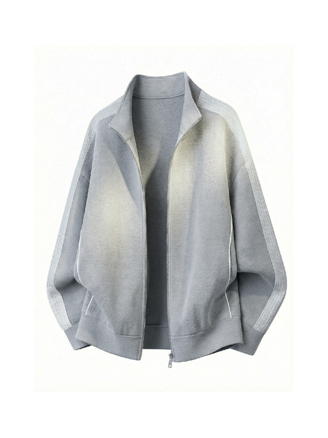 Color-blocked Raglan Sleeves Cardigan Sweatshirt