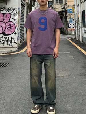 Distressed Number Printed T-shirts