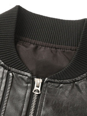 Veste en cuir simple et ample au style rétro