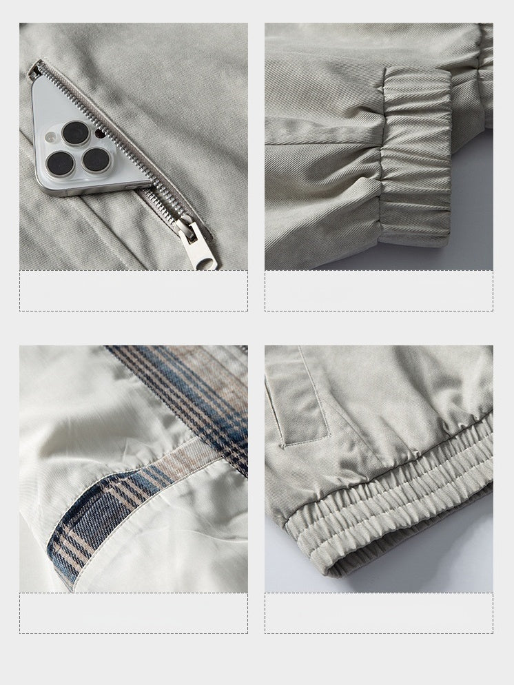 High Street Lapel All-match Loose Fake Two Pieces Flight Jacket