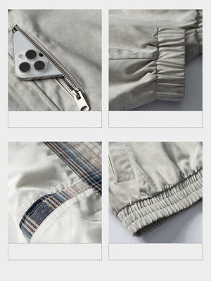 High Street Lapel All-match Loose Fake Two Pieces Flight Jacket